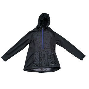 Eddie Bauer, Black & Blue 1/2 Zip Up Hoodie Jacket, Large, Used